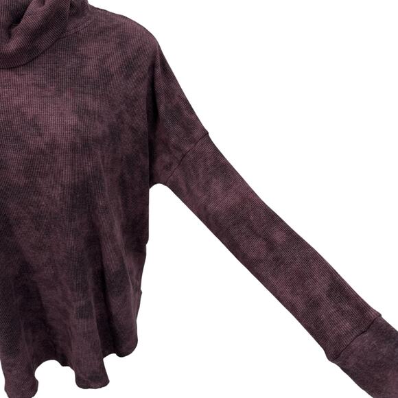 Michael Stars Marcy Thermal Turtleneck Tunic Waffle Knit Womens L Purple Slouchy - Picture 6 of 10